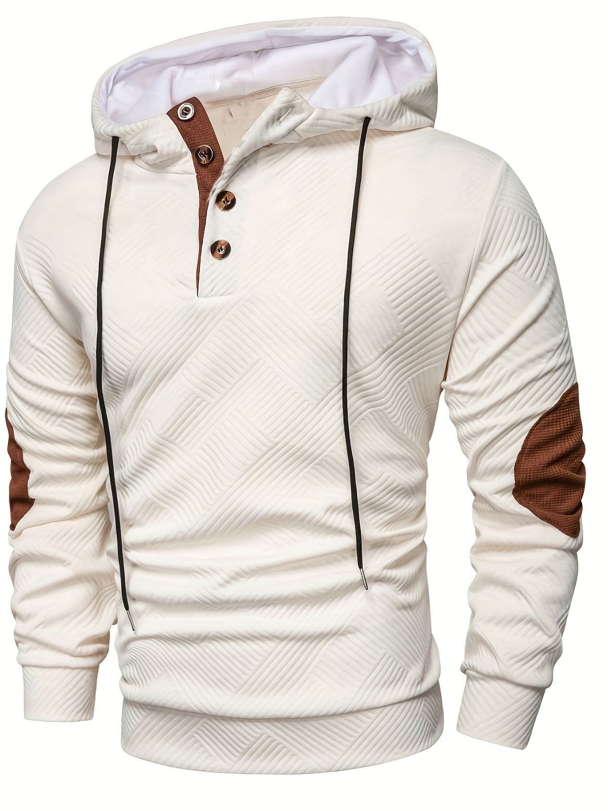 Men'S Casual Hoodie Color Block Sweatshirt Pullover Hoodie Australian - White - Size M(AU M/EU48) โ image 3