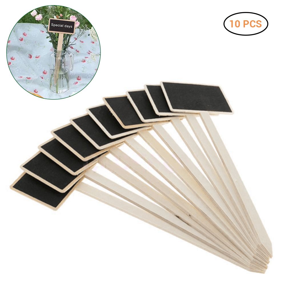 10 Pcs Mini Wooden Chalkboard Blackboard Signs Garden Flowers and Plants Tags Garden Decorations โ image 2