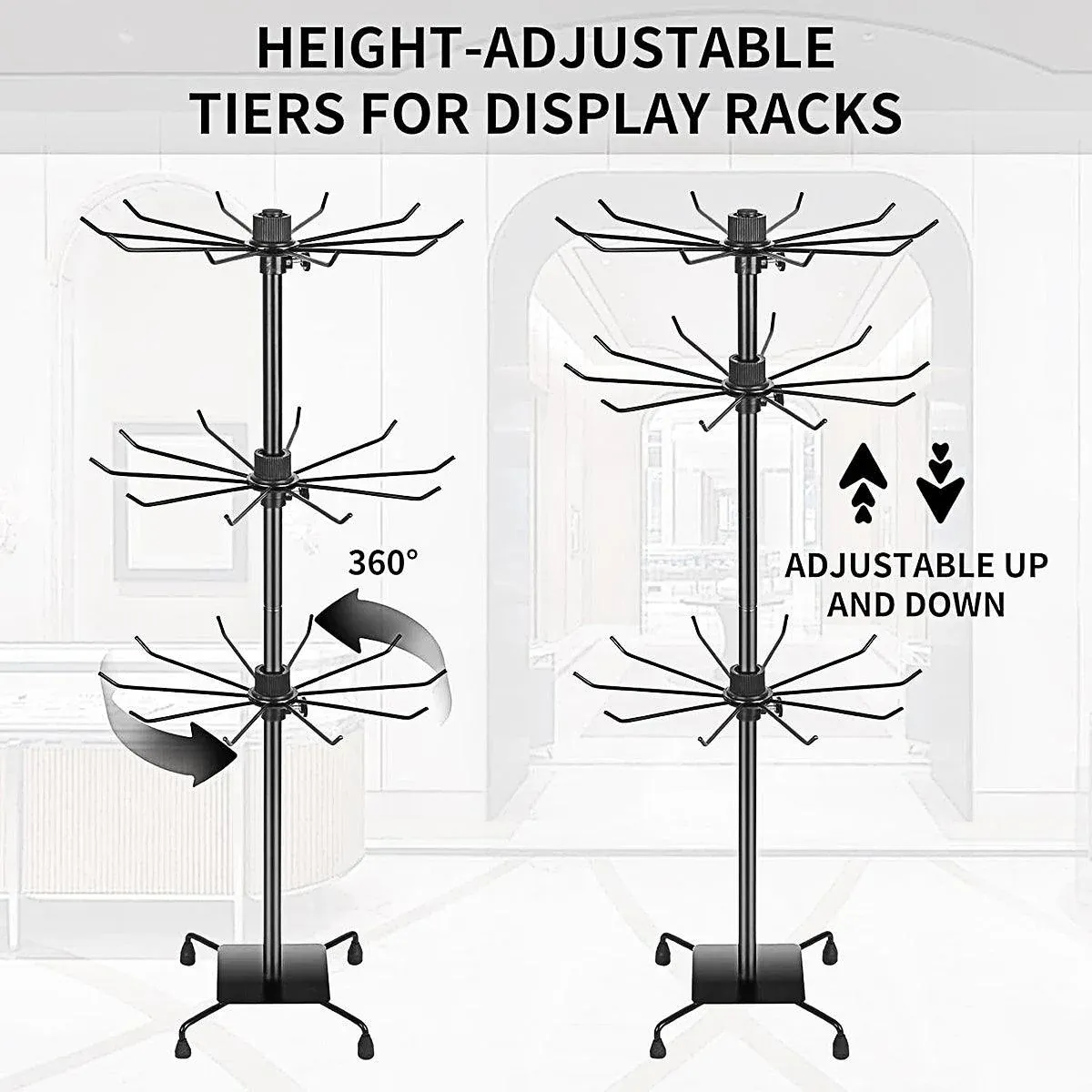 3-Tier Rotating Sock Rack Accessories Hanging Display Stand Organizer for Storage — image 4