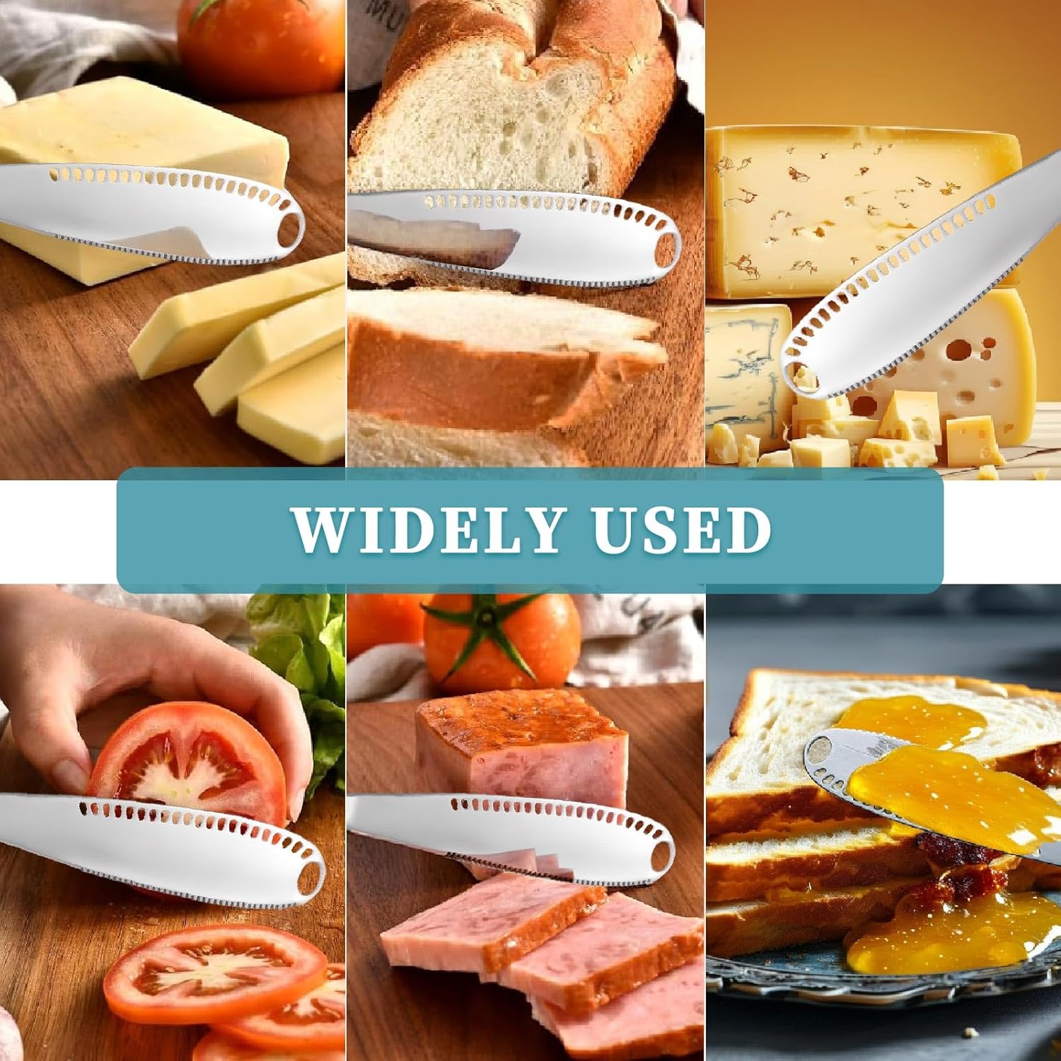 2 Pack 3-in-1 Stainless Steel Butter Spreader with Holes Cold Butter Knife Suitable for Cheese Peanuts — image 5