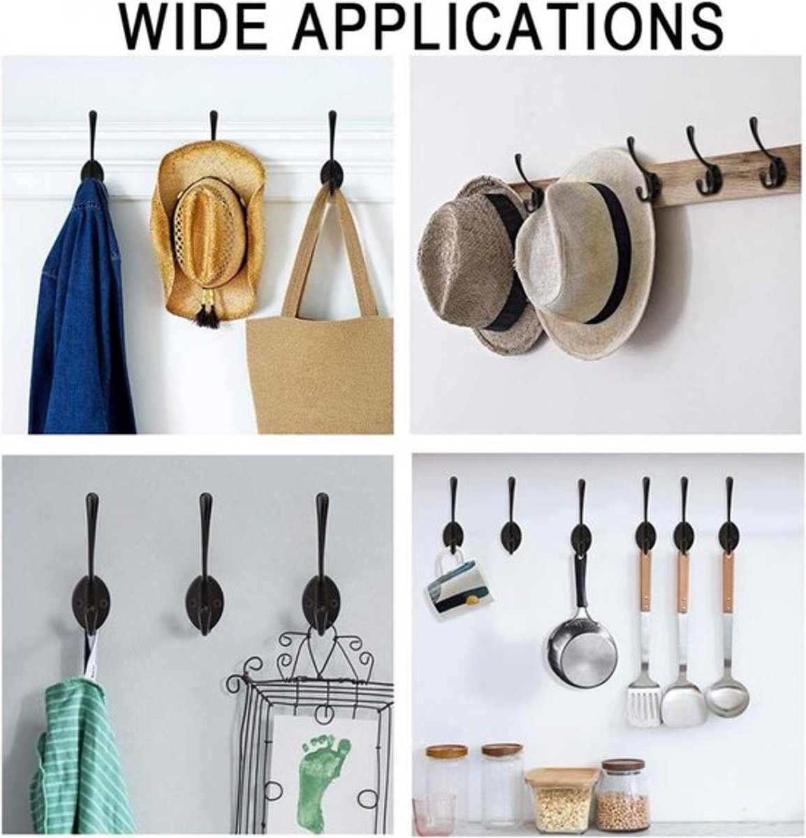 Hooks - Hanging Hooks - Set of 10 - Double Hook Design - Hanging Hooks - Wall Hooks - Coat Hook - Coat Rack Hooks - Key Hook - Wall Hooks - Towel — image 4