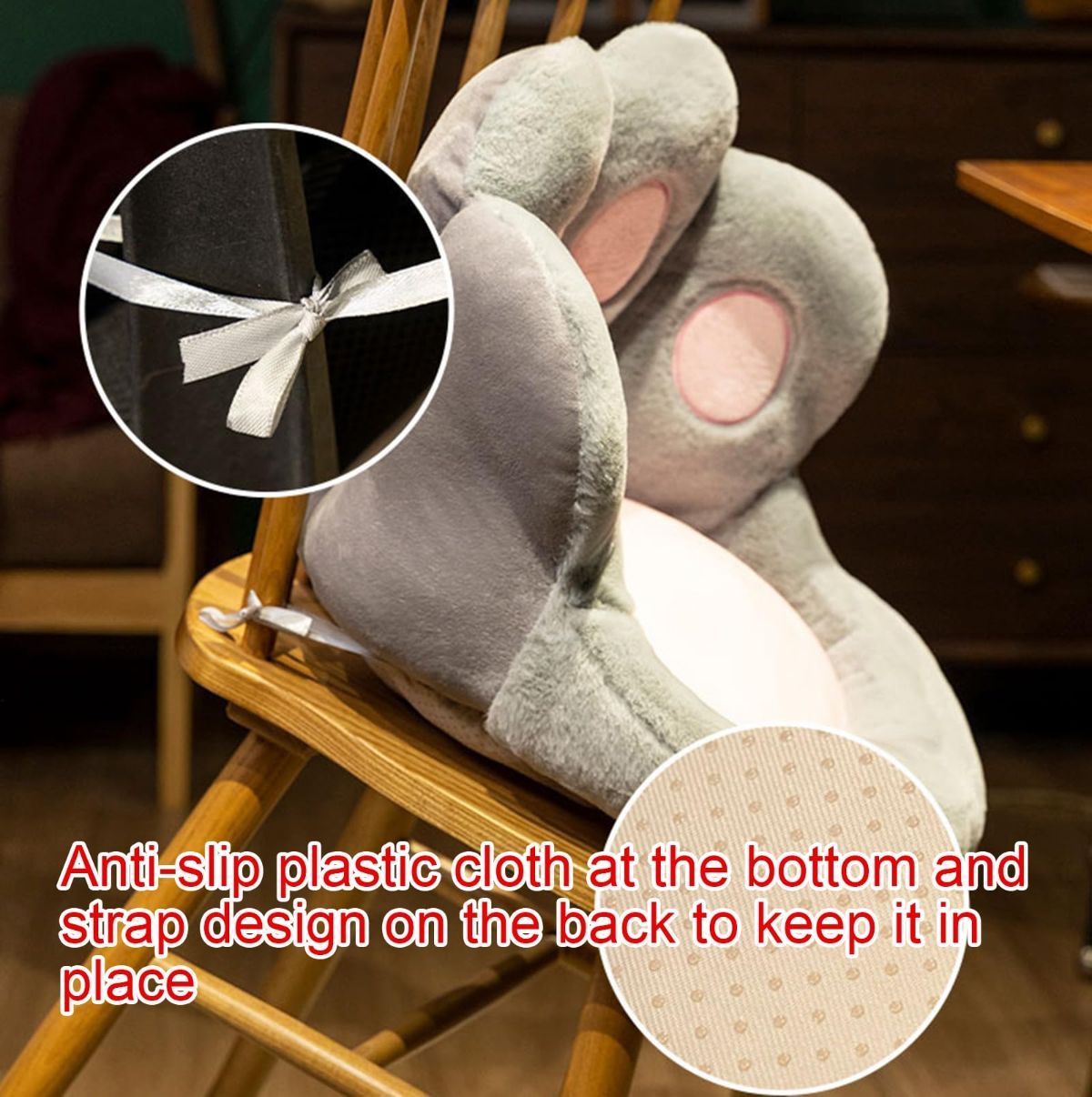 Cat Paw Cushion Chair Cushion Plush Cushion Home Decor Gift For Her Versatile - Gray - Size 45*40*35cm โ image 4