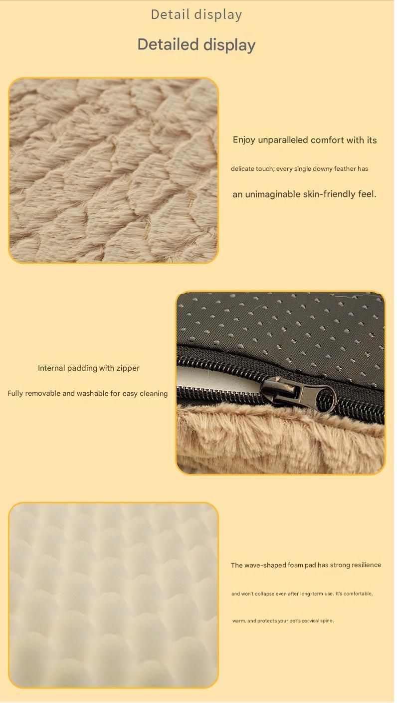 Pink L size Pet Dog Bed Mat - Plush Short Fur Cover with Wave Foam Padding - Washable Removable Cover, Non-Slip Base, Warm Winter Cushion for Dogs and Cats โ image 6