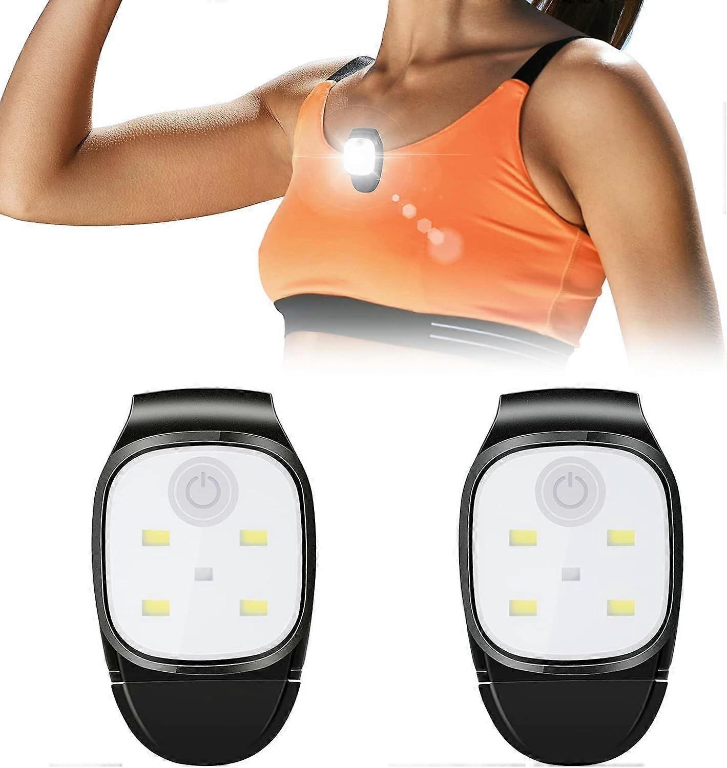 2Pcs Outdoor Night Clip-on Running Lights USB Rechargeable LED Light Reflective Plastic Running Train Safety Light Running Accessories for Runners