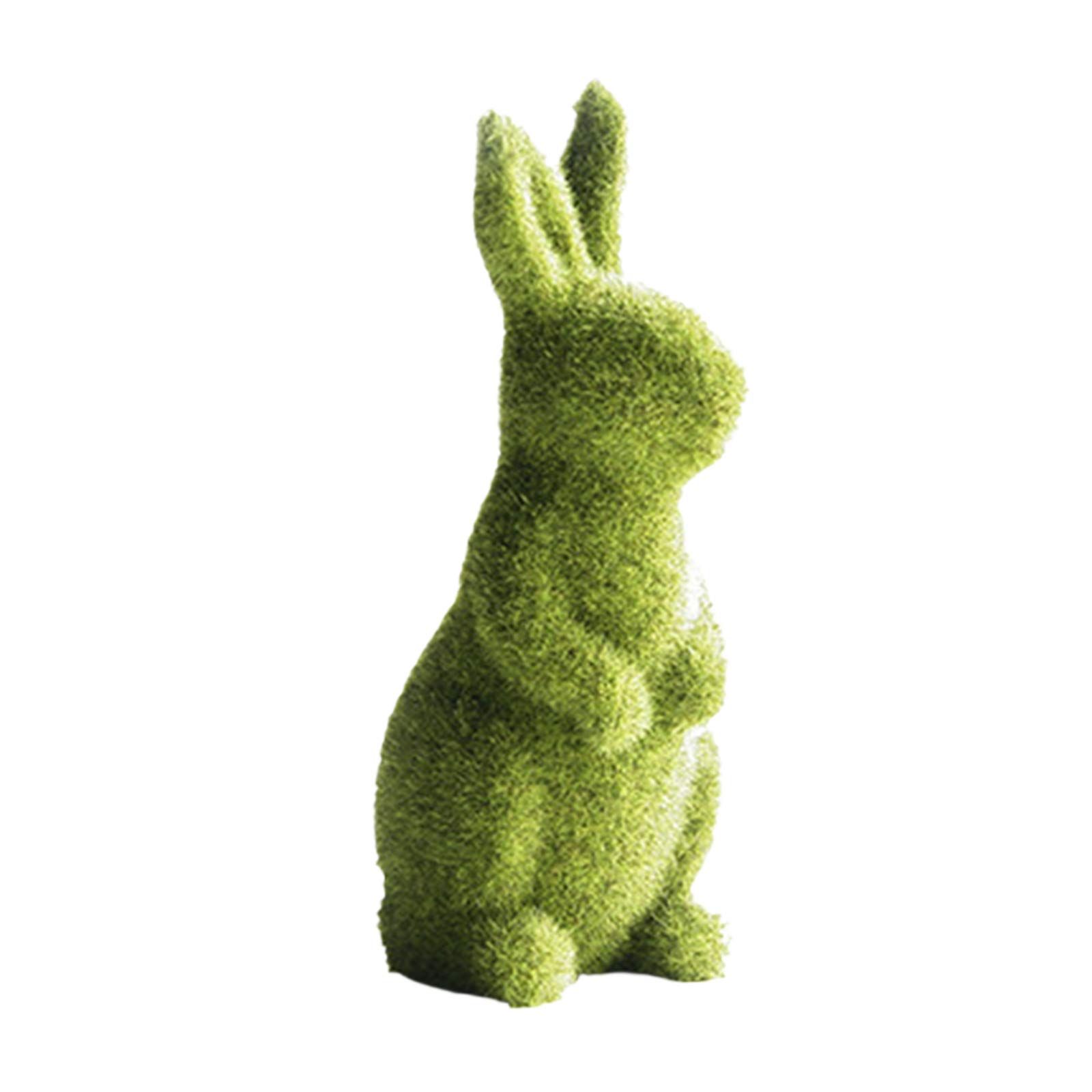 Easter Moss Bunny Flocked Rabbit Statue Figurine Festival Garden Yard Home Party Ornament Decoration (Green, A) — image 4