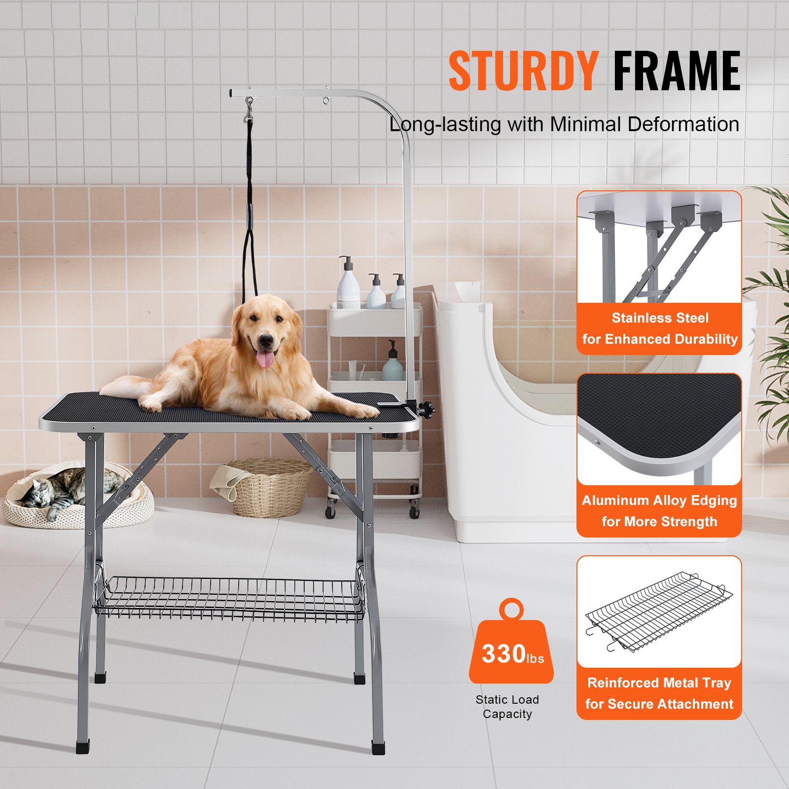 Pet Grooming Table Arm with Clamp, 915 × 610mm Dog Grooming Station, Foldable Pets Grooming Stand for Medium and Small Dogs, Free No Sit Haunch Holder with — image 2