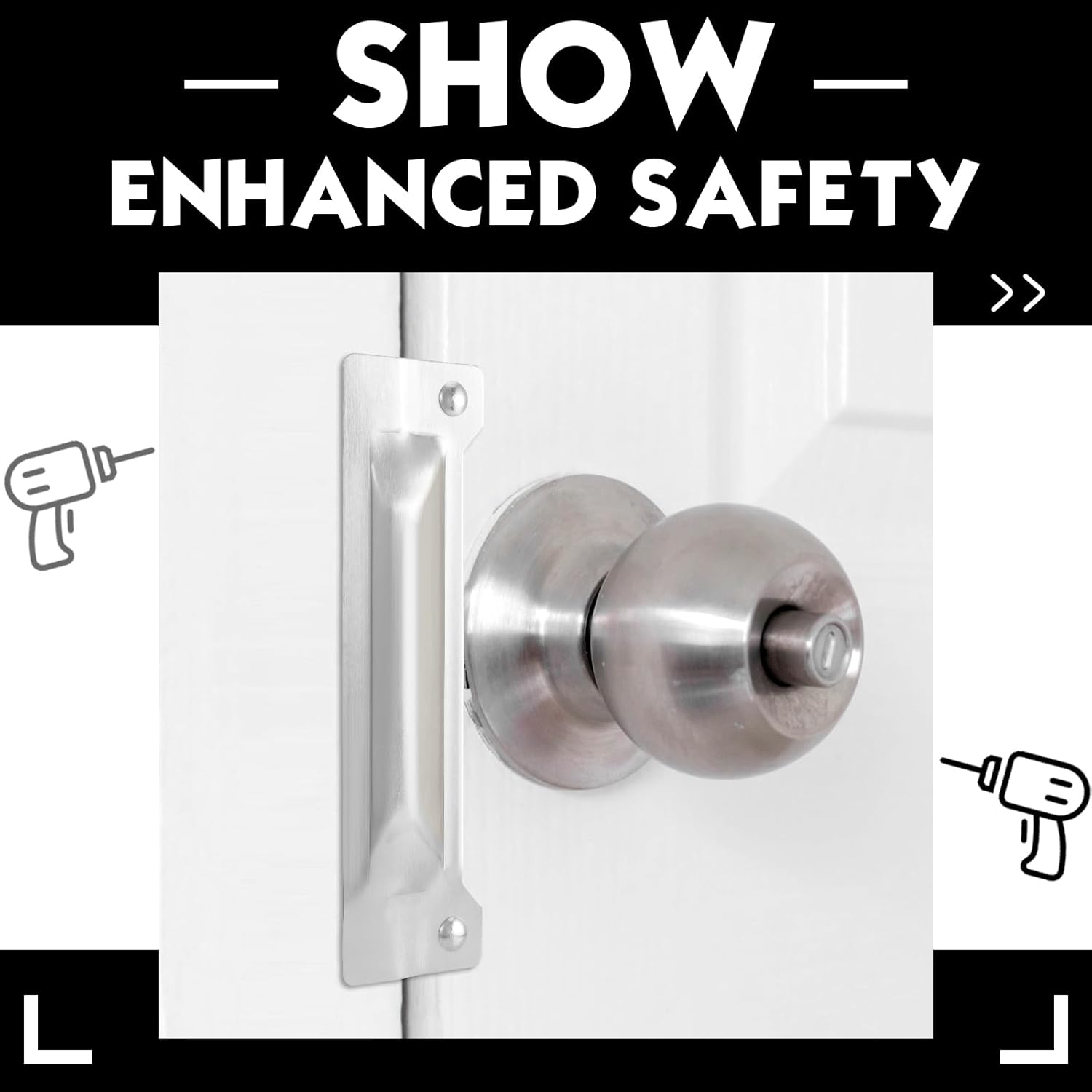 Landhoow 6 Pcs 3" x 11" Latch Guard Plate Cover Electroplated Carbon Steel Door Latch Cover Latch Protector Door Security Strike Plate Against Forced Entry โ image 5