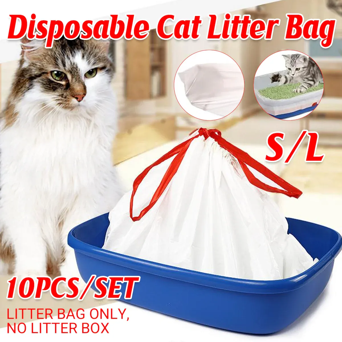 10 PCS Disposable Pet Waste Bags Cat Litter Bags Thickened Heavy Duty Leakproof - S — image 2