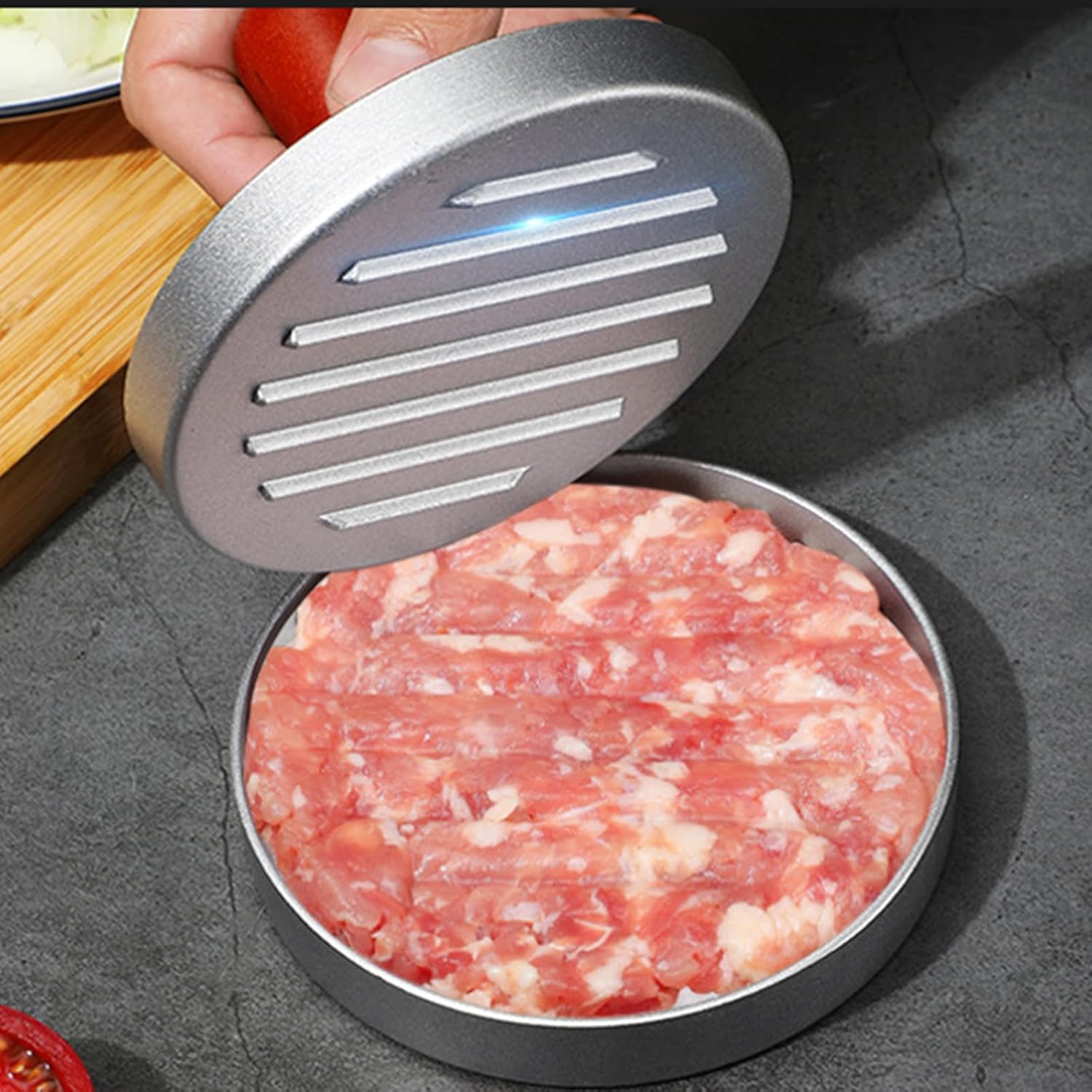 Hamburger Press Patty Maker, 4.6 in Food Grade Aluminum Burger Press, Non-Stick, with 100 Pcs Wax Paper, for Grilling and Cooking — image 4