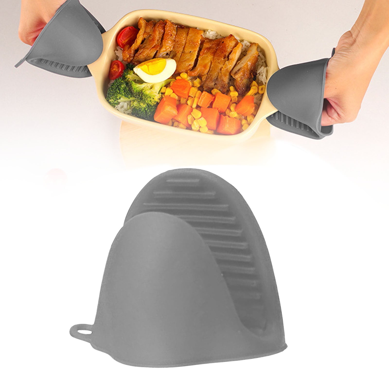 1 Piece Mini Silicone Oven Mitt, heat resistant pinch grip potholder for kitchen cooking and baking, Gray, 7.16 × 5.35 × 8.85 inches