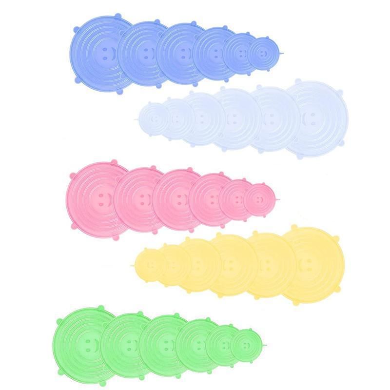 6PCS Stretch Reusable Silicone Food Saver Cover Seal Insta Lids Bowl Wraps - Green โ image 3