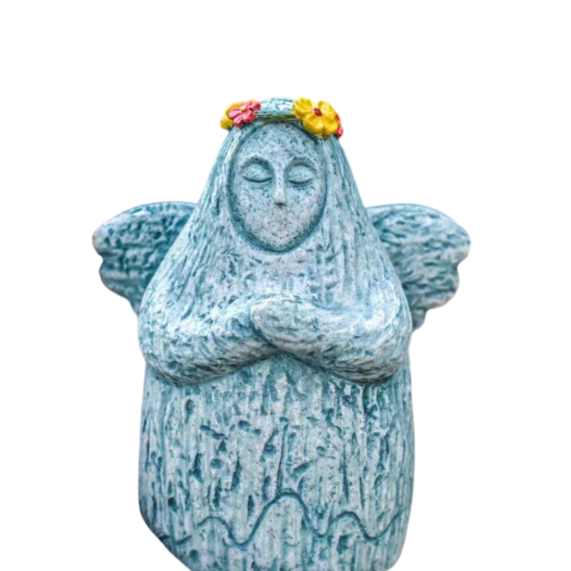Zelda Goddess Statue Figurine(Large Statue with Flower Crown + Apple) - Retro Resin Finish, Hyrule Shrine Model for Garden, Aquarium & Car Decor โ image 3