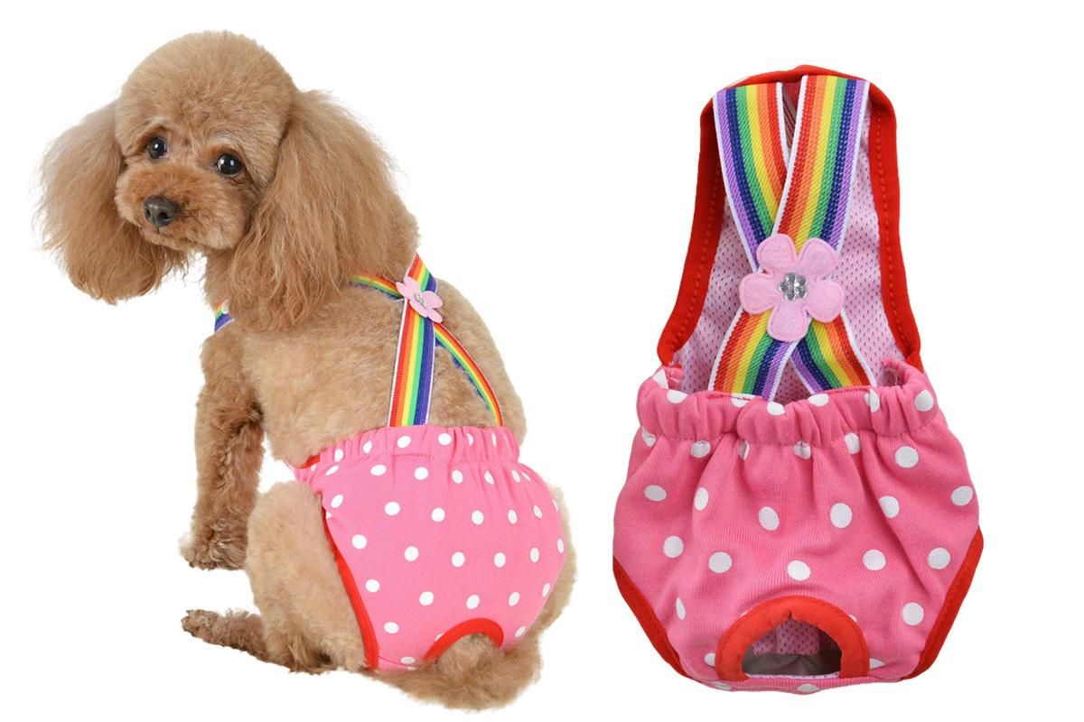 Cute Harness Female Dog Sanitary Pants Reusable Menstrual Diaper-Pink L โ image 6