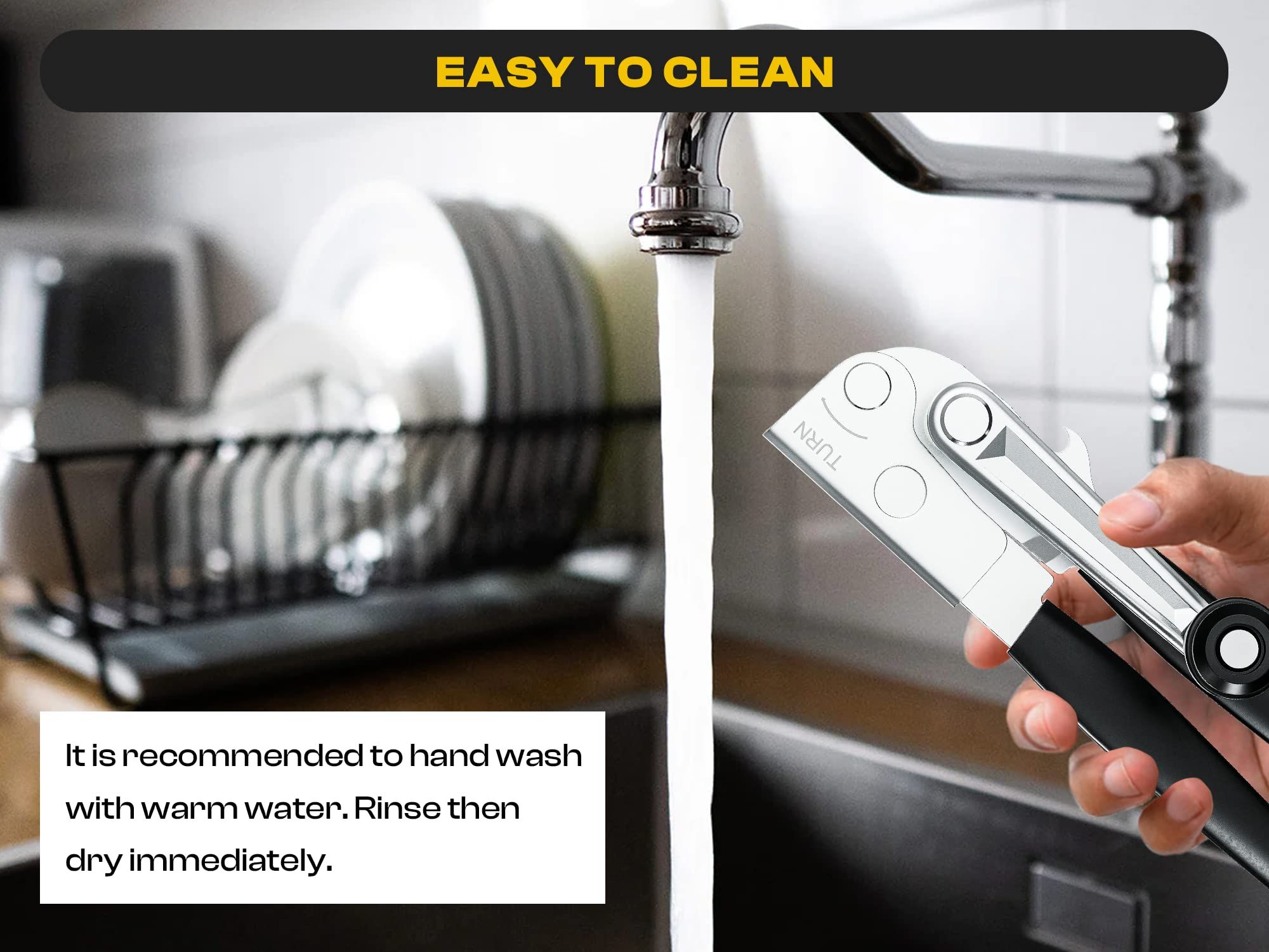 Ergonomic Design Easy Crank Can Opener, Black Handheld silicone crank can opener multifunctional bottle cap driver โ image 3