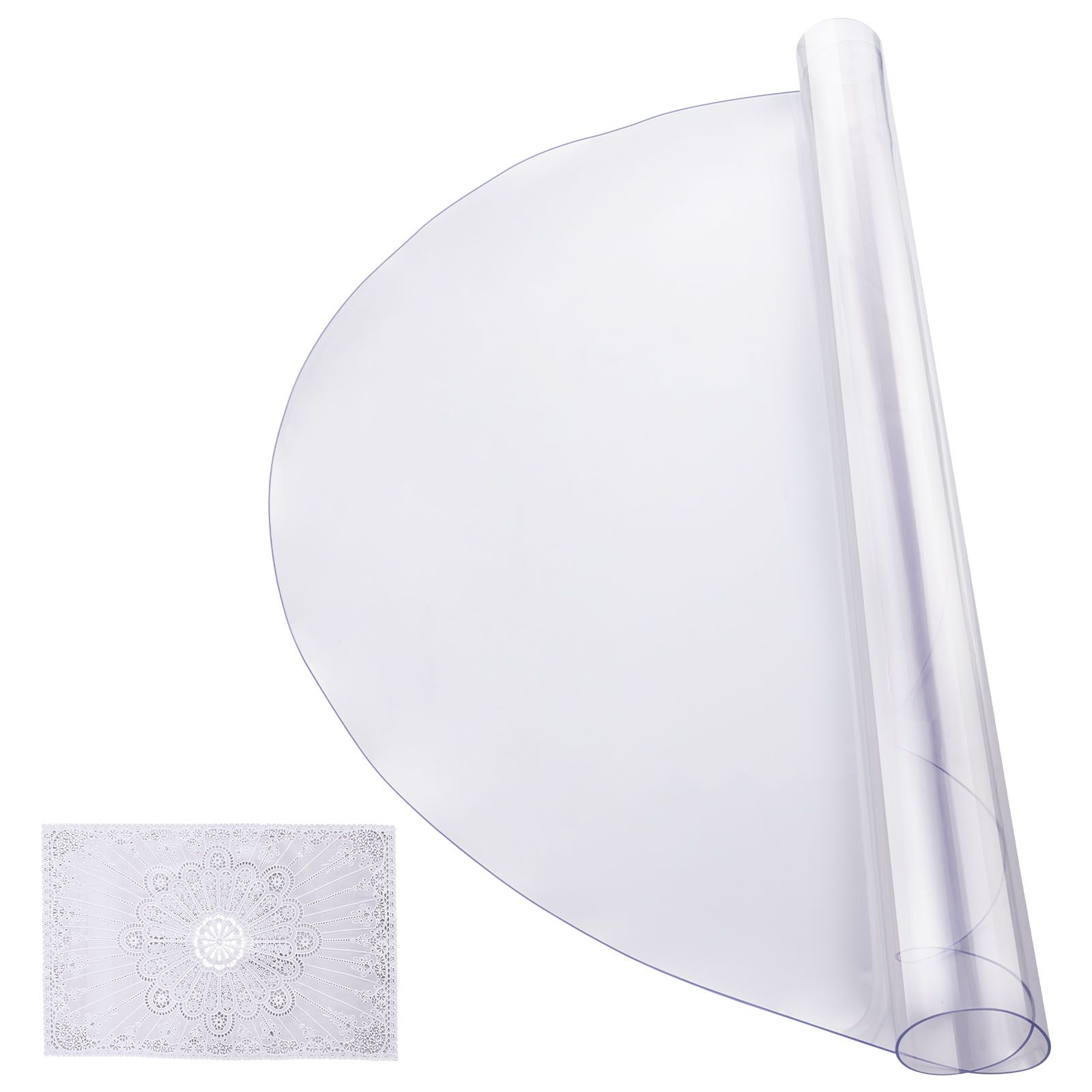 Plastic Table Cover, 48 × 48 Inch 2.0 mm Thick Clear Table Protector, Round PVC Desk Mat, Waterproof & Easy Cleaning Desk Pad Tablecloth, for Office Dresser