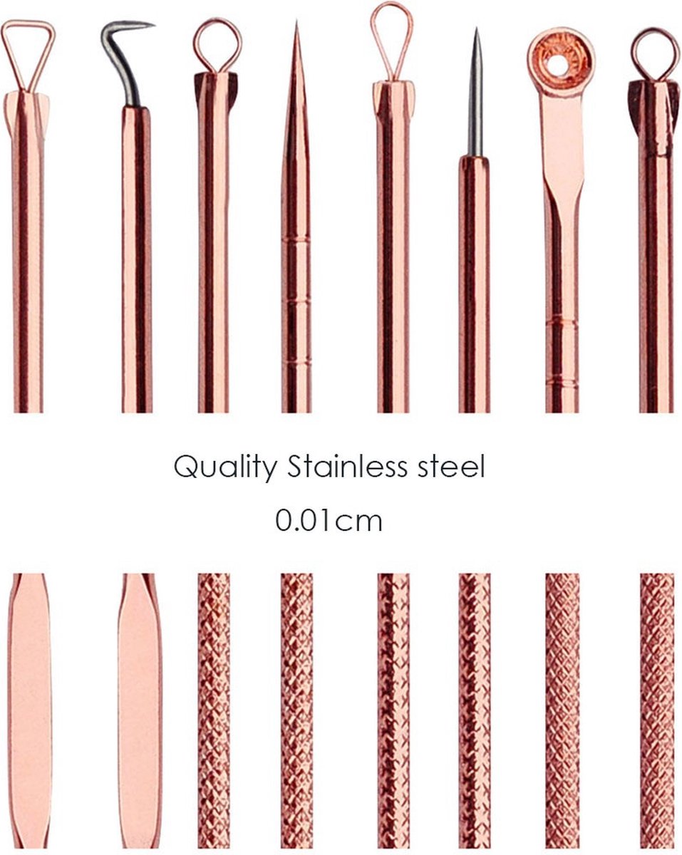 4-Piece Set of Comedone Spoons | Blackhead & Acne Removal | Acne | Comedone Spoon | Comedone Extractor | Pimple Removal | Stainless Steel | Rose Gold — image 5