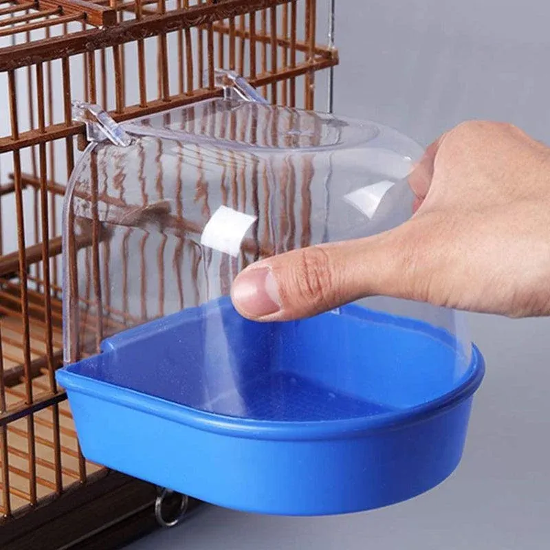 Bird Water Bath Tub For Pet Cage Hanging Bowl Parrot Birdbath Pet Cleaning - Blue โ image 6
