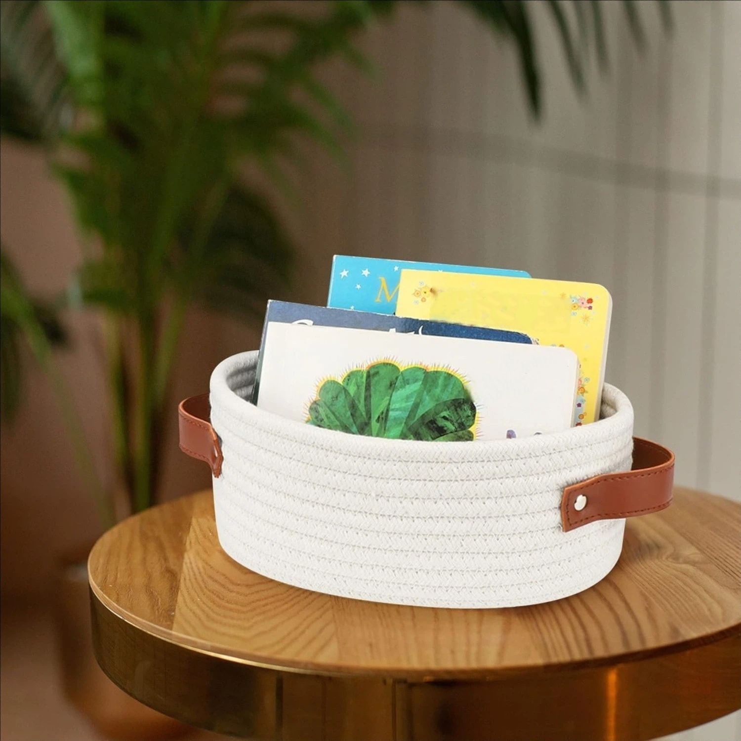 Woven Storage Basket with Handles for Toilet Tank Top, Bathroom Storage Organizer Basket Bin Toilet Paper, Home Decor Organizing Baskets for Bathroom, Bedroom โ image 3