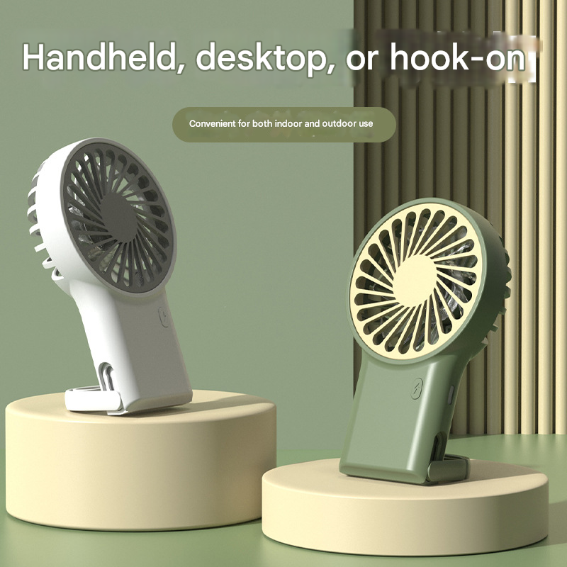 2-PCS White New Portable Handheld Air Cooler Fan - Foldable Desktop USB Rechargeable Mini Fan with Climbing Buckle โ image 3