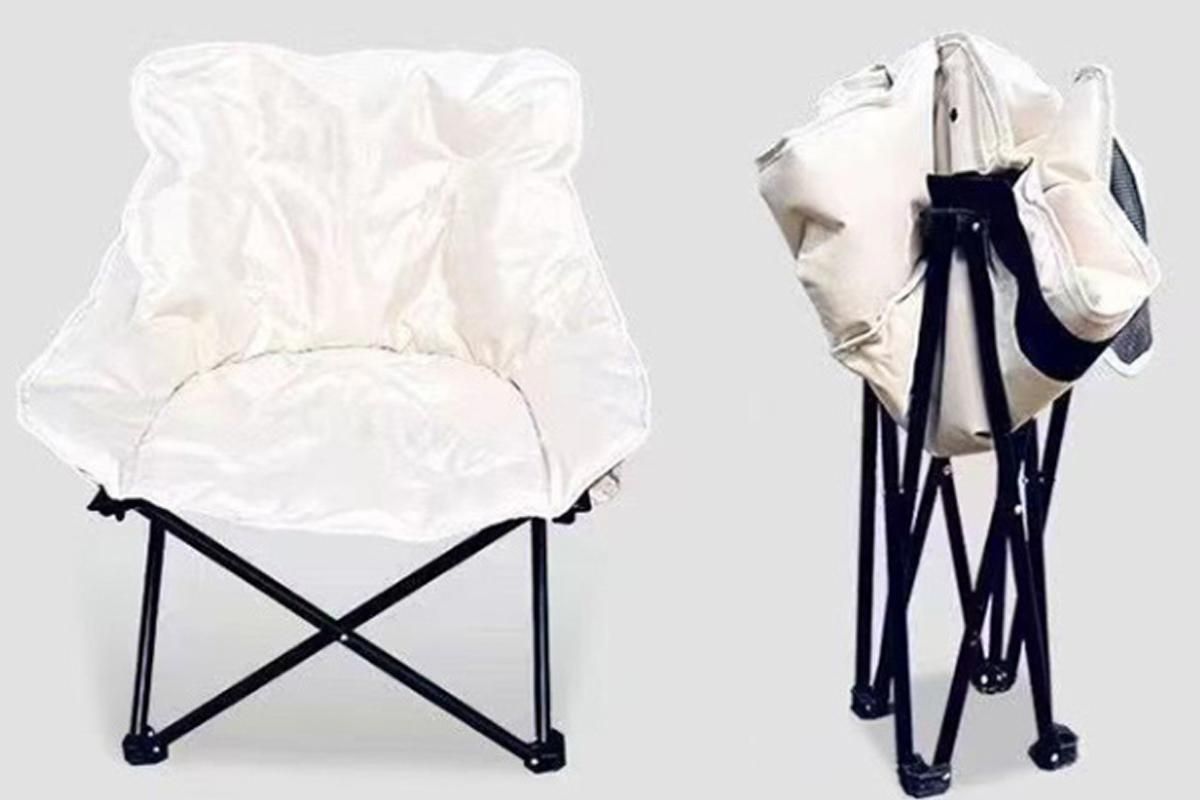 Compact Folding Chair Portable Camping Chair for Outdoor Activities - Beige — image 2