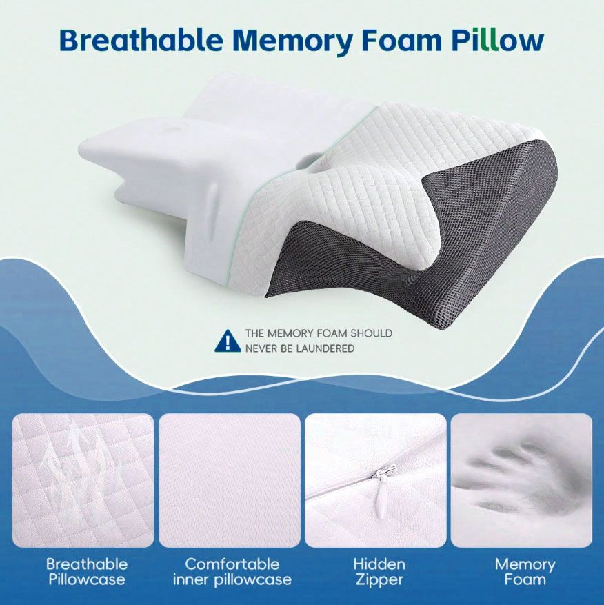 Cervical Neck Pillow for Neck Pain Relief, 2 in 1 Ergonomic Orthopedic Bed Pillow for Sleeping, Memory Foam Pillows for Side, Back & Stomach Sleepers with — image 5