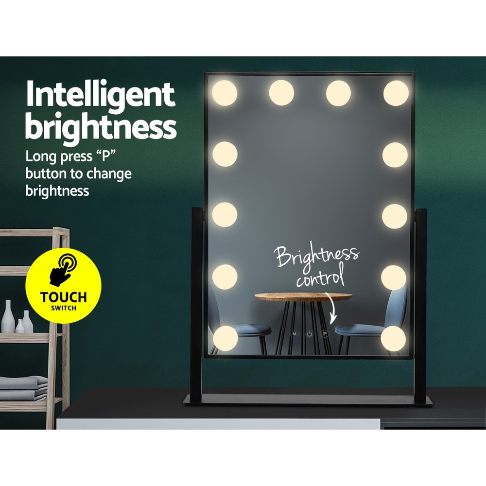 Embellir Makeup Mirror 30x48cm Hollywood Vanity with LED Light Rotation Tabletop โ image 4