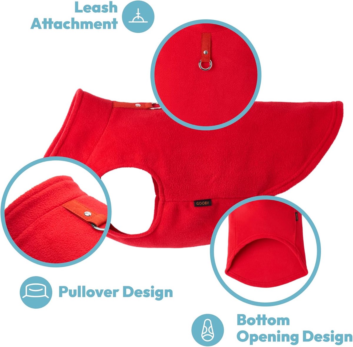 Dog Coat - Fleece Dog Vest - Winter Dog Sweater - Warm Dog Coat - Leash with O-Ring - Perfect for Small and Medium Dogs - Red - Size S — image 3