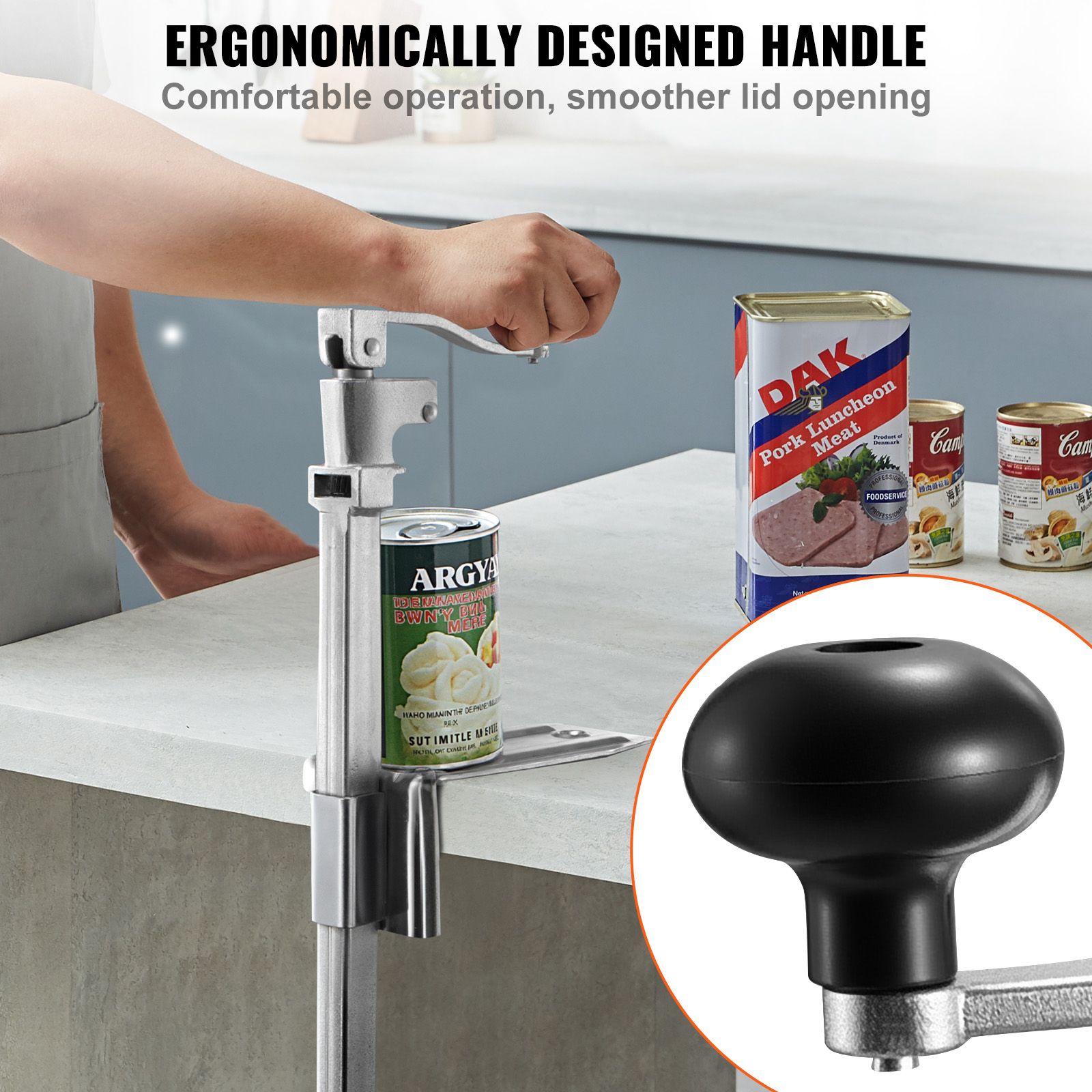 Commercial Can Opener, Heavy-Duty Manual Tabletop Cans Opener for Cans Up to 300 mm Height, Height-Adjustable Professional Can Openers Fixed with Screws, for — image 6