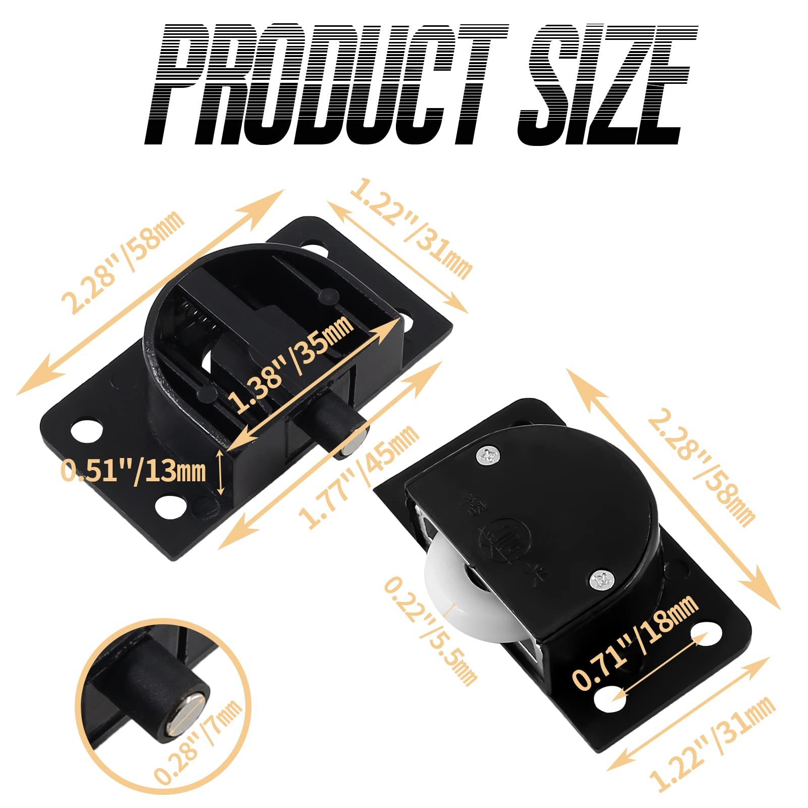 4 Pairs Sliding Door Pulley Plastic Sliding Door Roller for Cabinet Barn Door Wardrobe Closet(Black) โ image 2