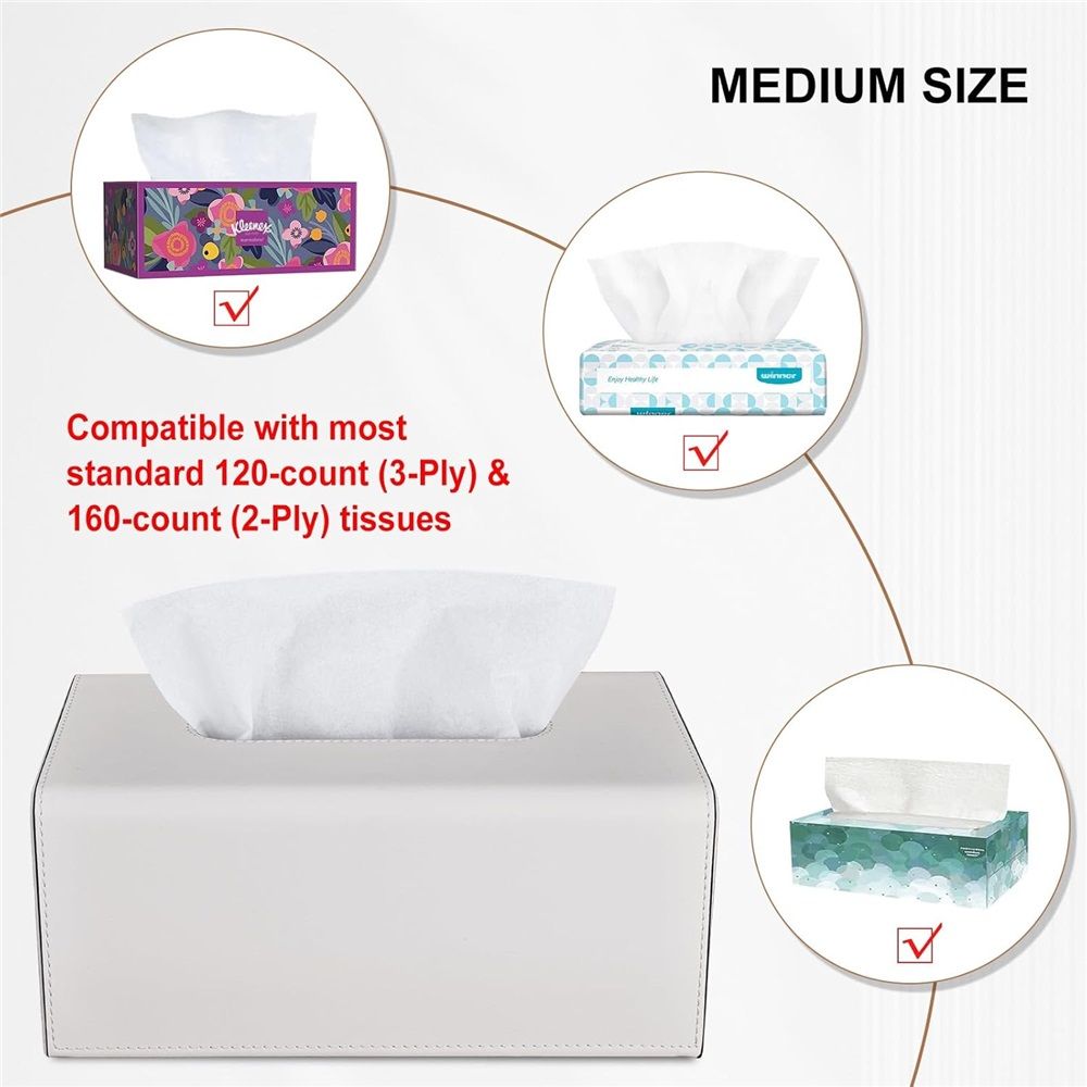 Tissue Box Cover, PU Leather Rectangular Tissue Box Holder with Magnetic Bottom Cover for Facial Tissues/Napkins, Office & Living Room Decor Box for Standard โ image 4