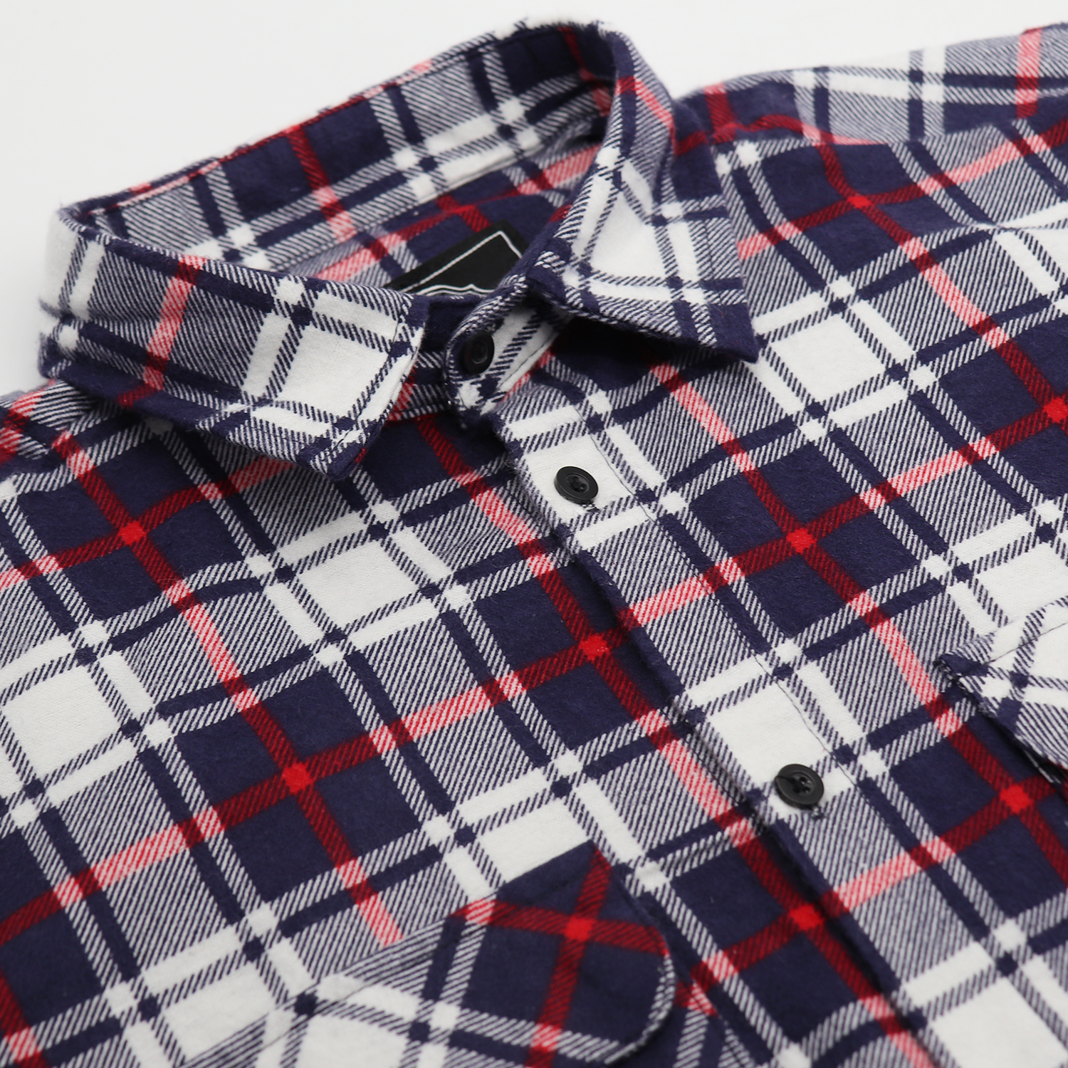 Men's 100% Cotton Flannelette Shirt Long Sleeve Plaid Check Flannel w Pockets, Snowfall Navy Plaid, S โ image 4