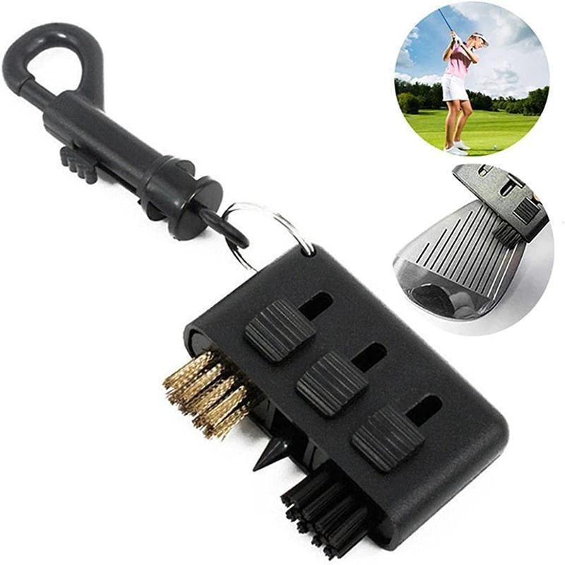 Golf Club Cleaning Brush 3 In 1 Club Groove Cleaner Tool with Keyring โ image 3