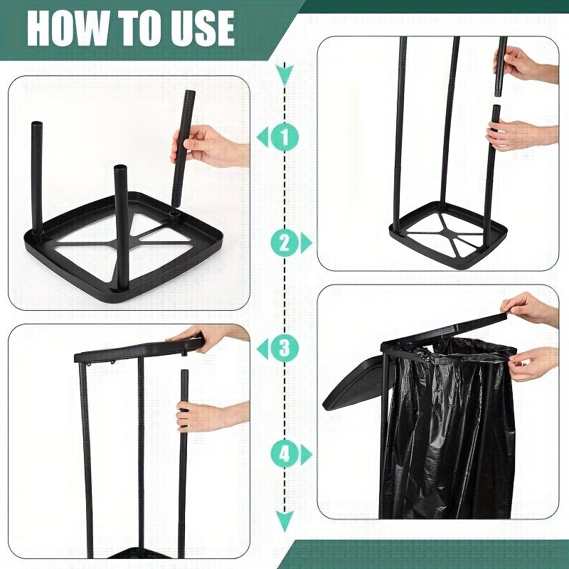 1pc 2025 Foldable Octagonal Trash Bag Holder, Portable Lightweight Trash Can for Camping, RV, Kitchen & Car with Sturdy Legs Outdoor Folding Trash Can Black — image 4