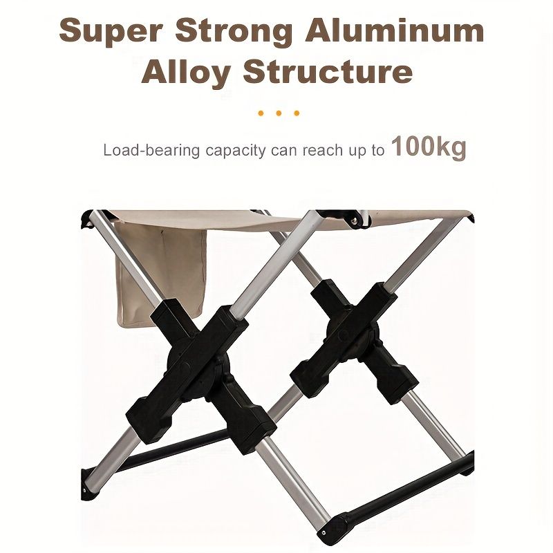 folding camping chair, portable outdoor seat, camping furniture, lightweight folding chair, carry bag included, Australian outdoor gear-Beige