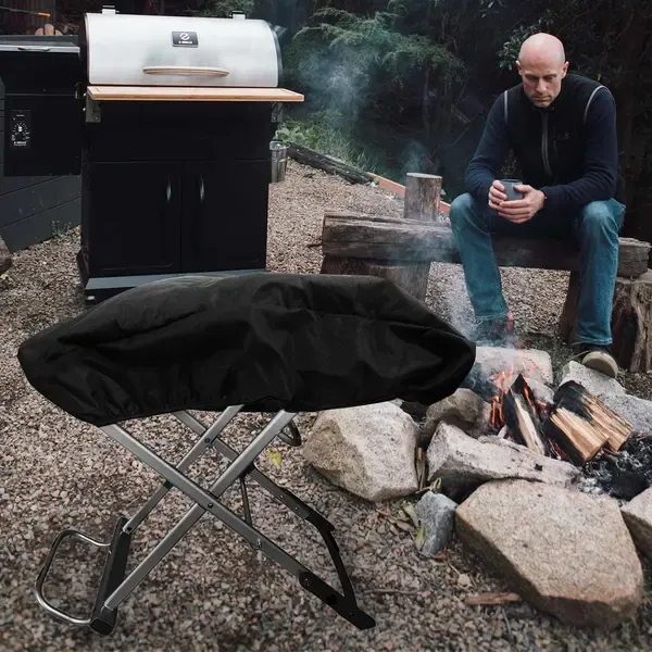 Compact Grill Cover Adjustable Elastic Hem 210D Oxford Fabric for Outdoor Gas Charcoal Grills Black 100 × 47 × 25 cm — image 5