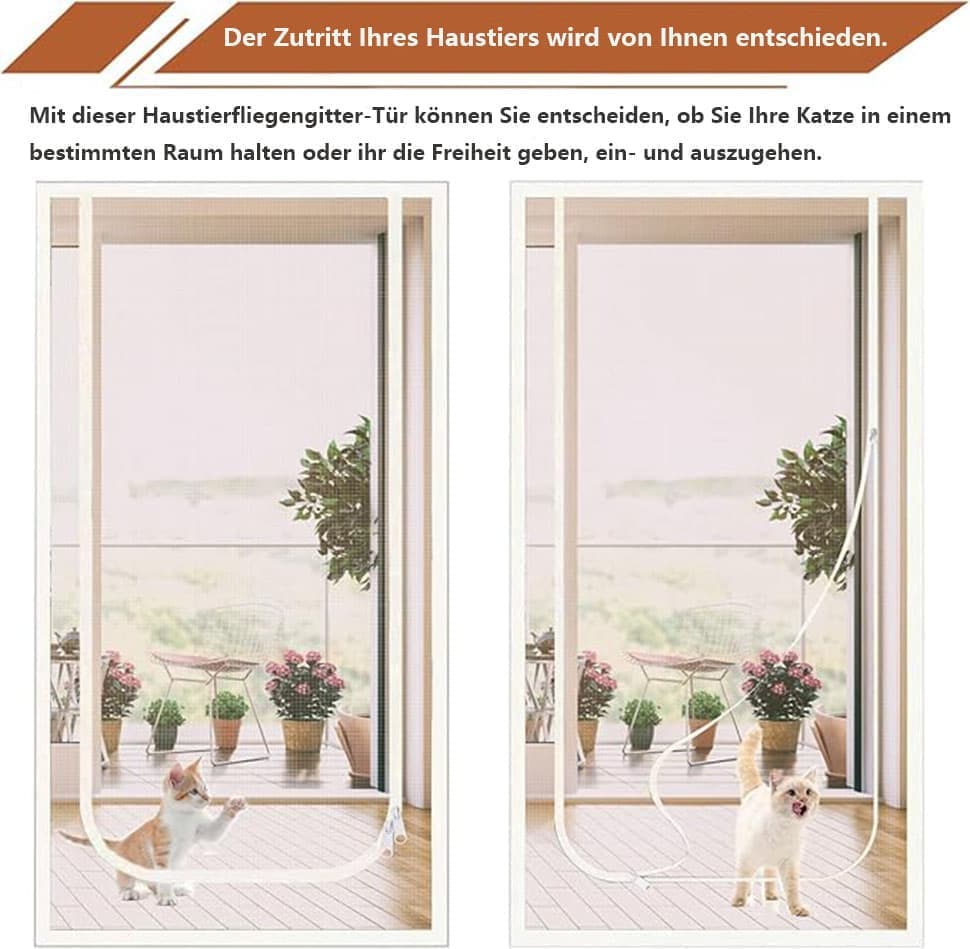 White Cat Repellent Zipper Door Curtain, 80x200cm, Durable Mesh Protects Against Cats and Pests, Easy to Install — image 4