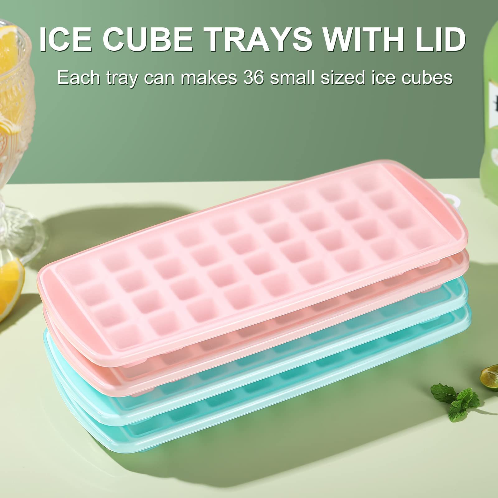 4 Pack Mini Ice Cube Trays with Lid, Stackable Ice Trays Set for Freezer, Molds Easy Release Crushed Ice Cube for Chilling Whiskey — image 2