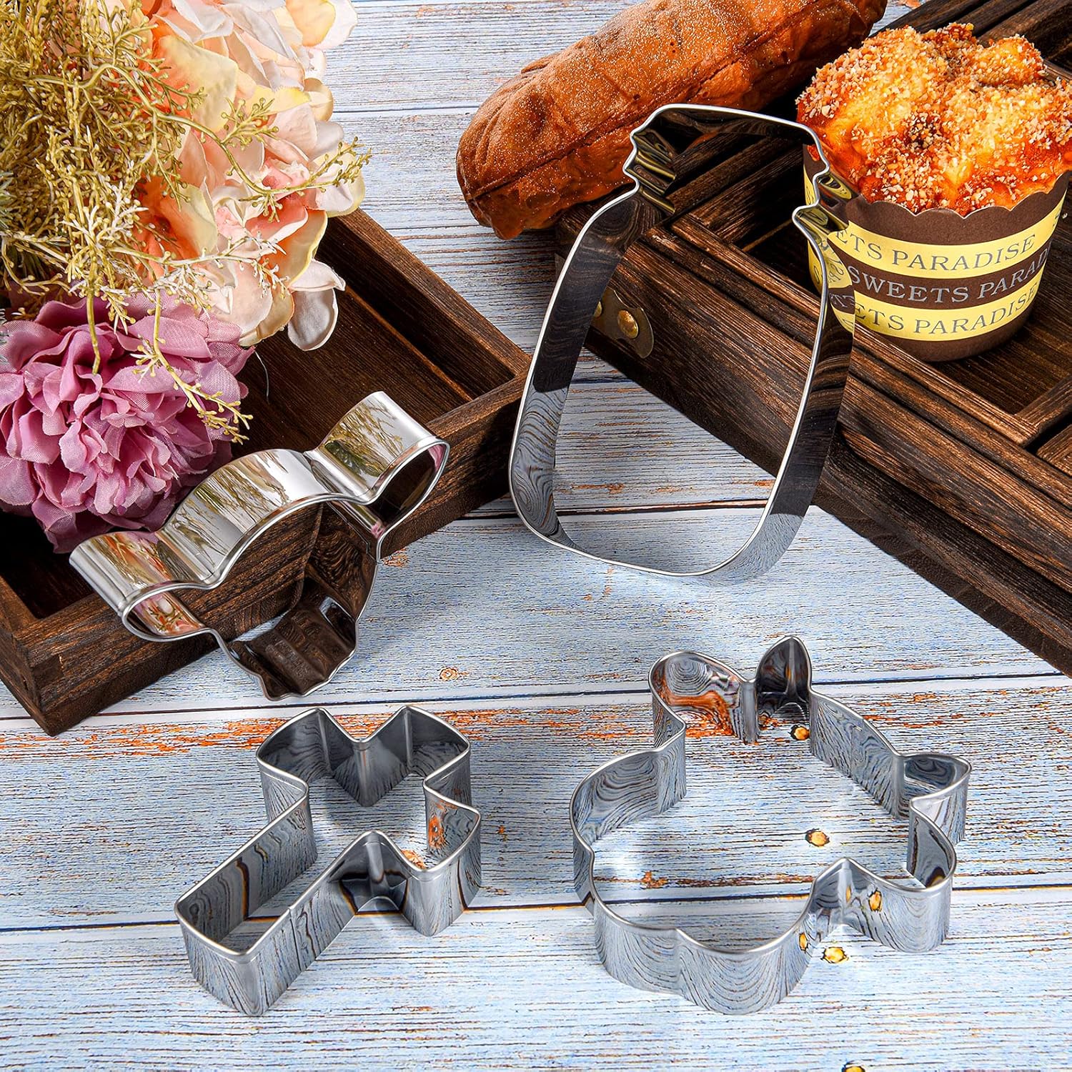 5 Pieces Cow Cookie Cutter Set, Farmhouse Theme, 5 Different Farm Animals Theme Cutters, Steel Cow Head, Milk Bottle, Crossed Cookie Molds for โ image 5