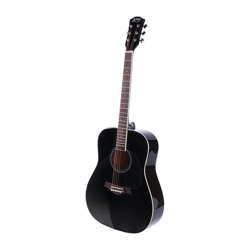 Alpha 41 Inch Acoustic Guitar Wooden Body Steel String Dreadnought Black — image 3