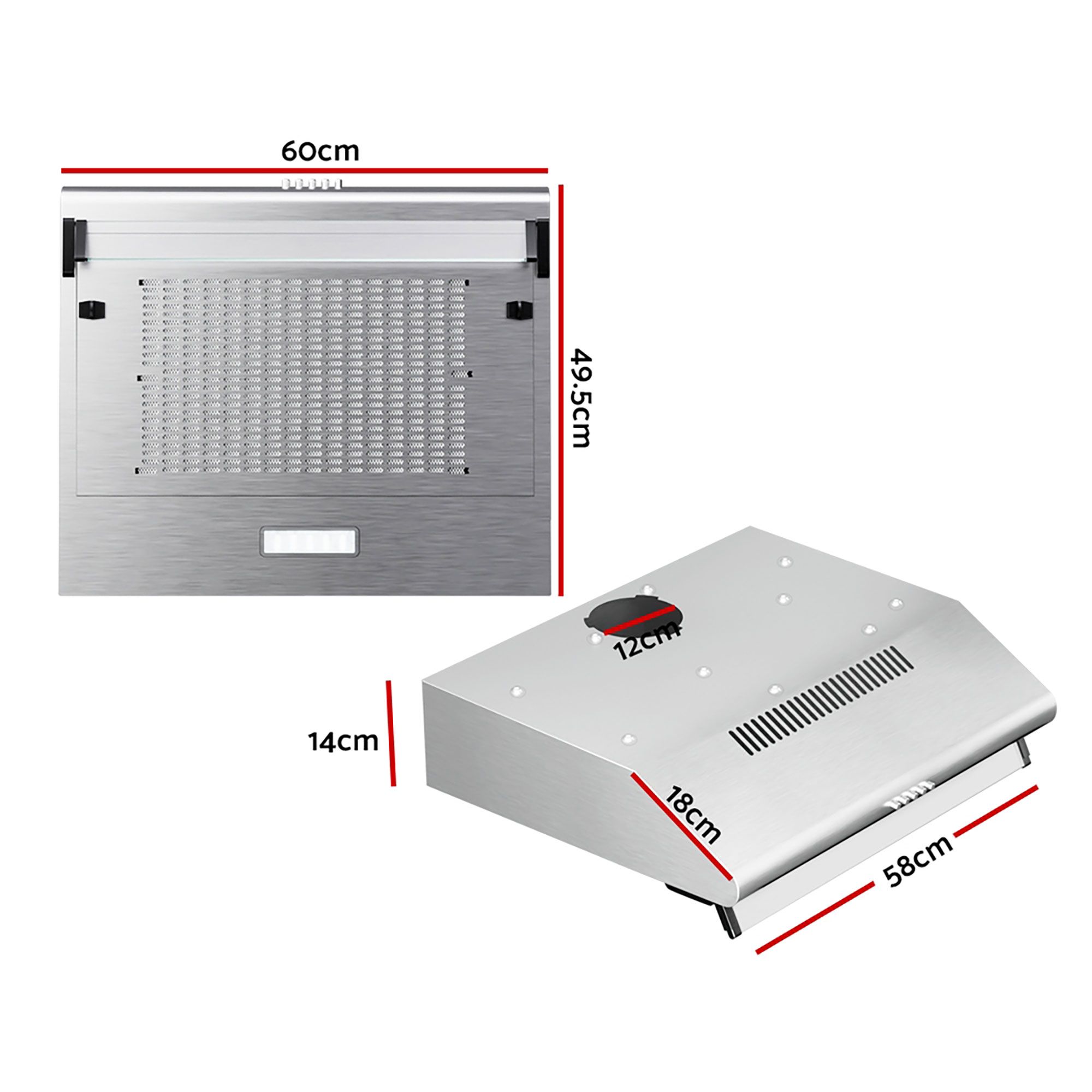 Devanti 600mm Range Hood 60cm Rangehood Kitchen Canopy LED Light Stainless Steel โ image 2