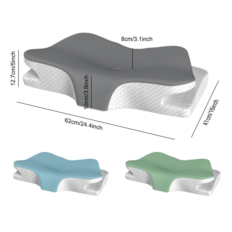 Grey Breathable Butterfly Contoured Memory Foam Pillow - Dual-Height Orthopedic Neck Pillow with 5-Zone Cervical Support โ image 6