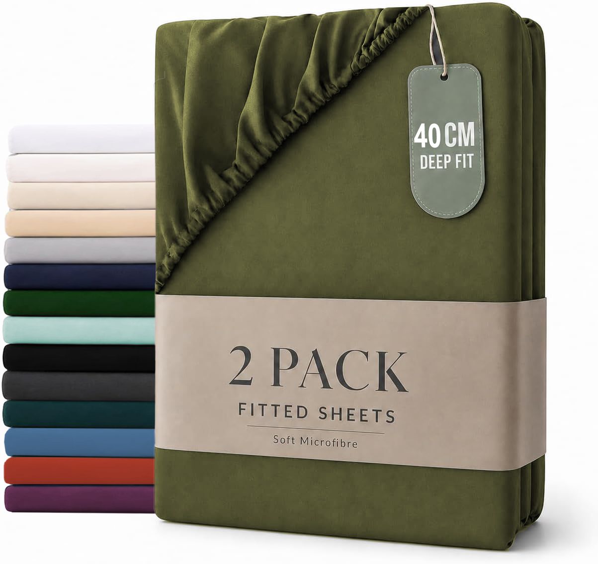 Hotel Quality Fitted sheets - 2 Piece Fitted sheets -Breathable Bedding - Wrinkle, Fade, Stain Resistant- 26inch/40cm Deep Pocket Fitted Bed Sheet-Wrinkle and