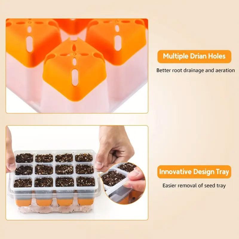 10pcs 12 Hole Nursery Pots Planting Box Reusable Easy to Clean Burrow Trays — image 5