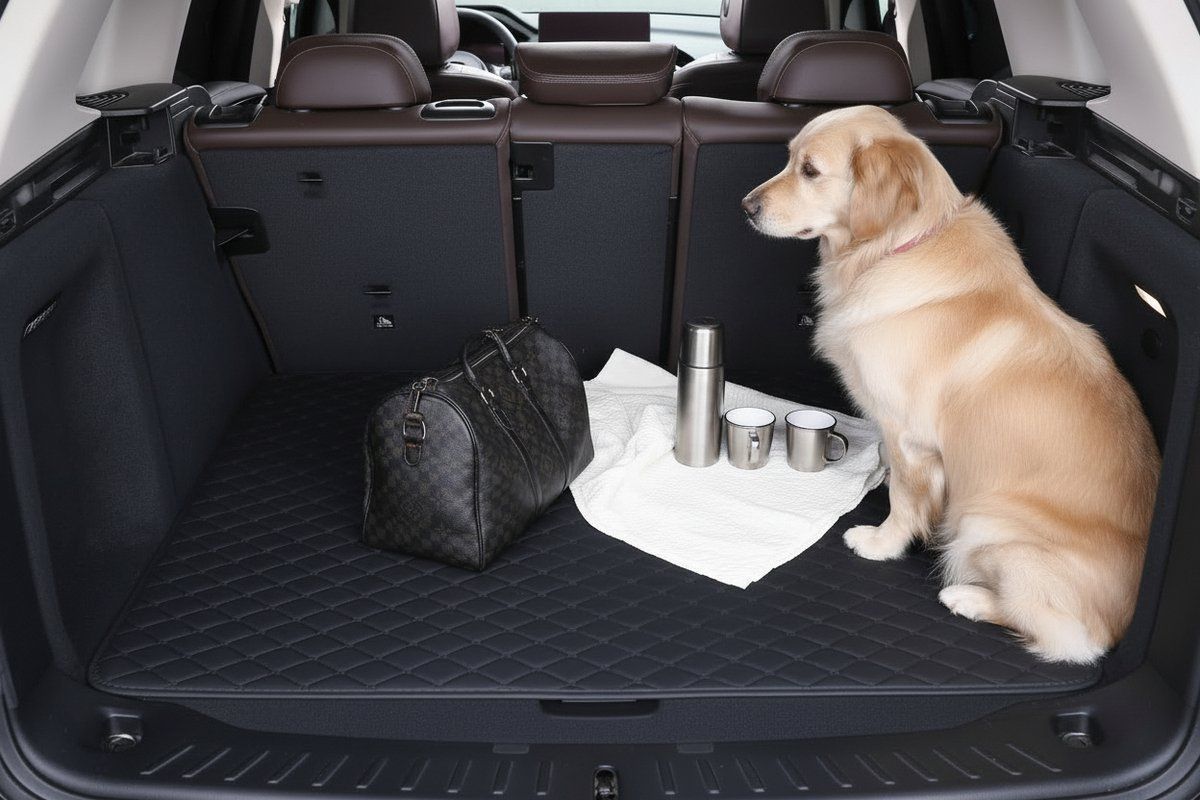 Universal Trunk Protection, Car Blanket for Dogs, Car Mat PU Leather with Diamond Pattern, Durable Cargo Area Protector, SUV and Hatchback — image 3