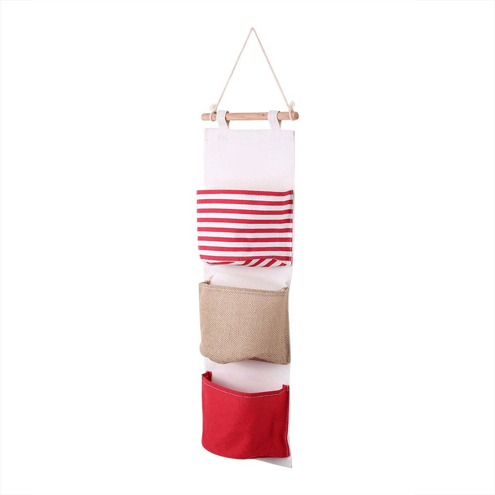 3Layer Linen Storage Bag Wardrobe Hanging Bag Wall Pouch Toys — image 5