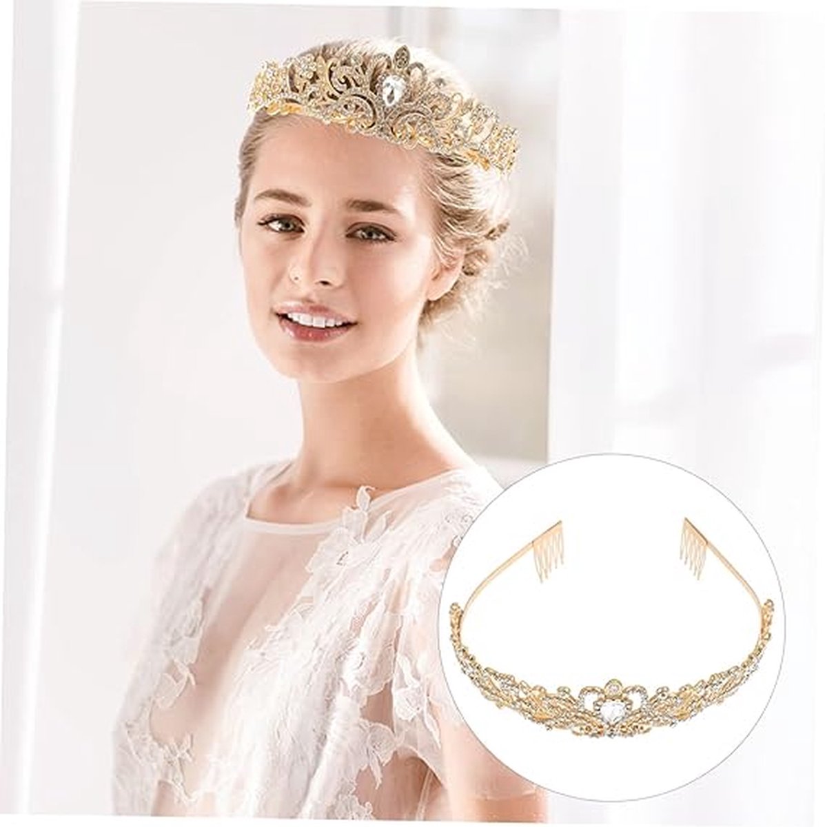 Crown for Women - Princess Crown - Diadem - Crown - Gold Tiara - Rhinestone - Elegant and Durable - Suitable for Various Occasions - Hair Jewelry - Wedding — image 4