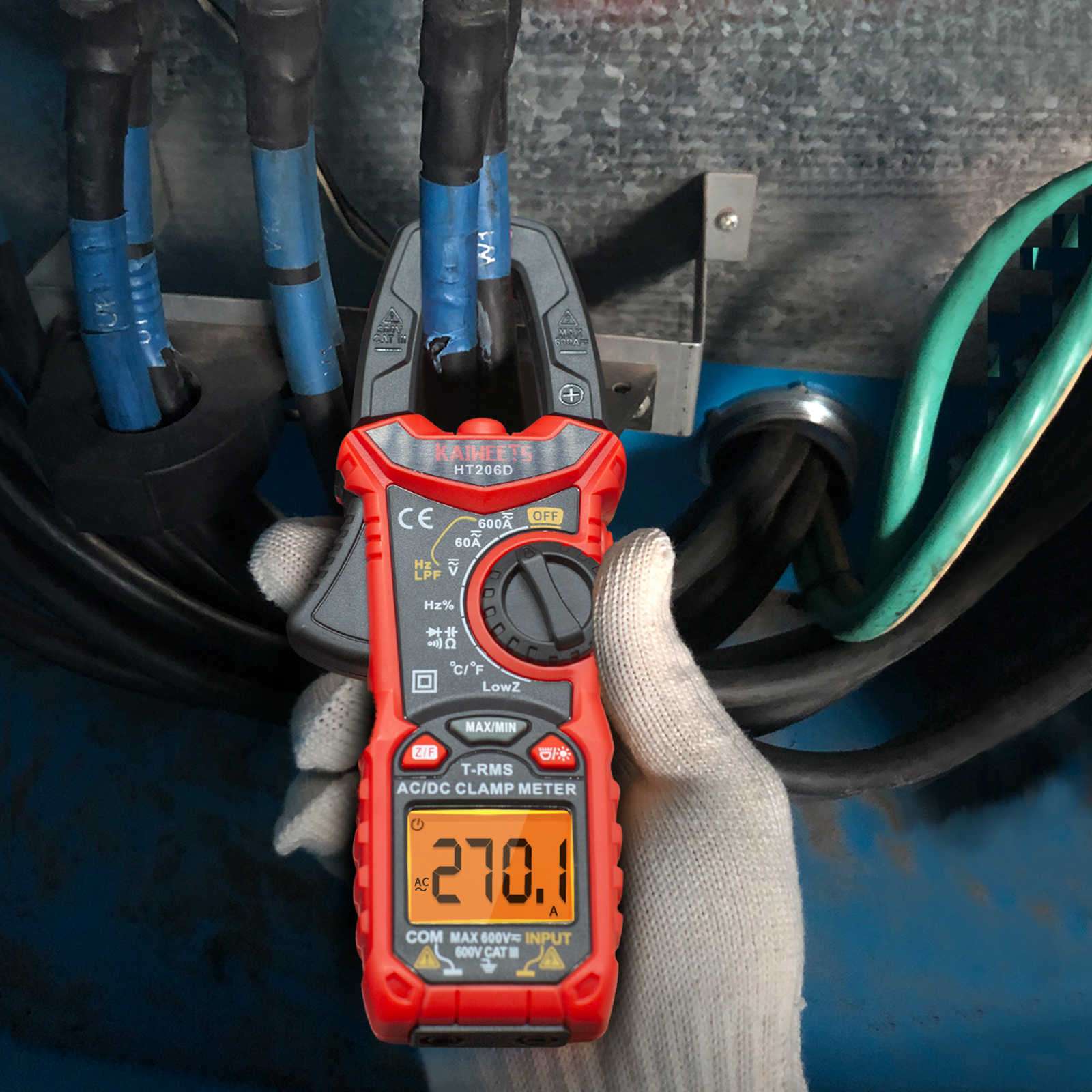 KAIWEETS HT206D Digital Clamp Meter T-RMS 6000 Counts, Multimeter Voltage Tester Auto-ranging, Measures Current Voltage Temperature Capacitance Resistance โ image 2
