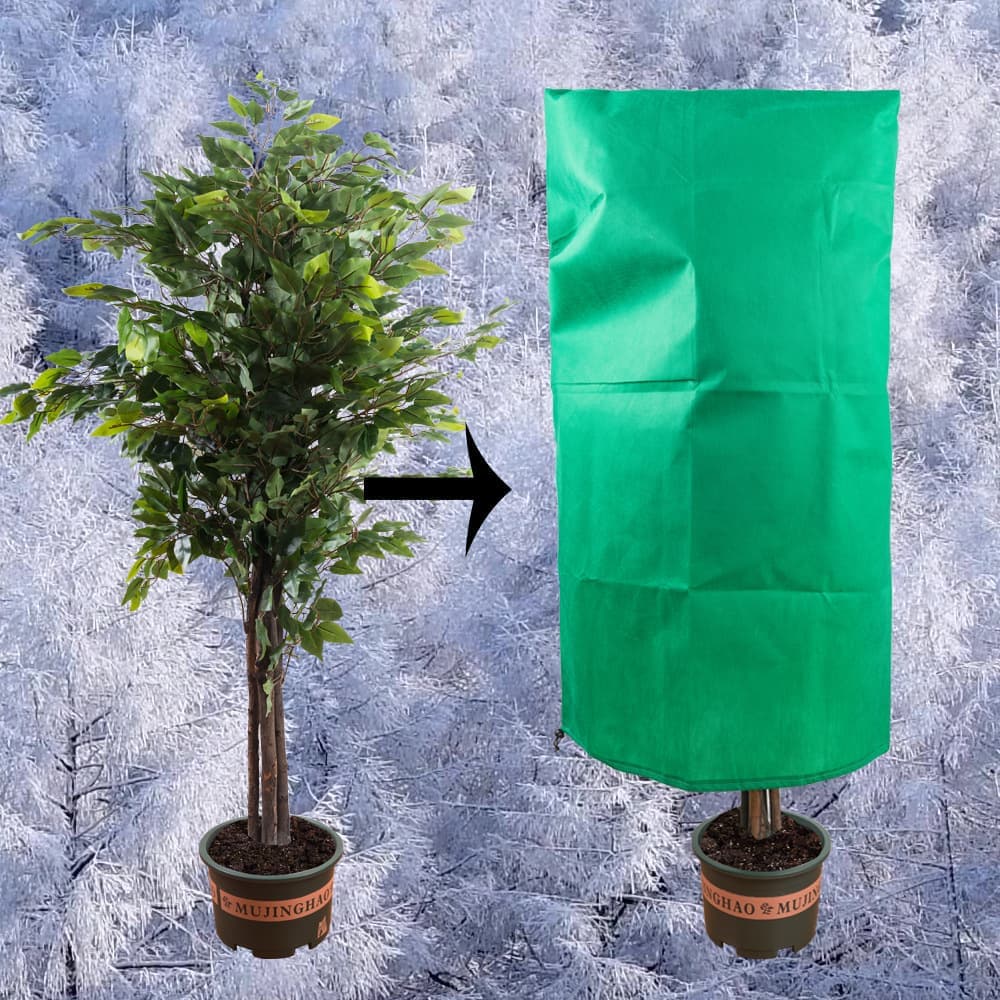 3-Pack Reusable Winter Plant Protection Covers with Drawstring for Outdoor Plants Fruit Trees Potted Plants, 80x120cm, Green — image 3