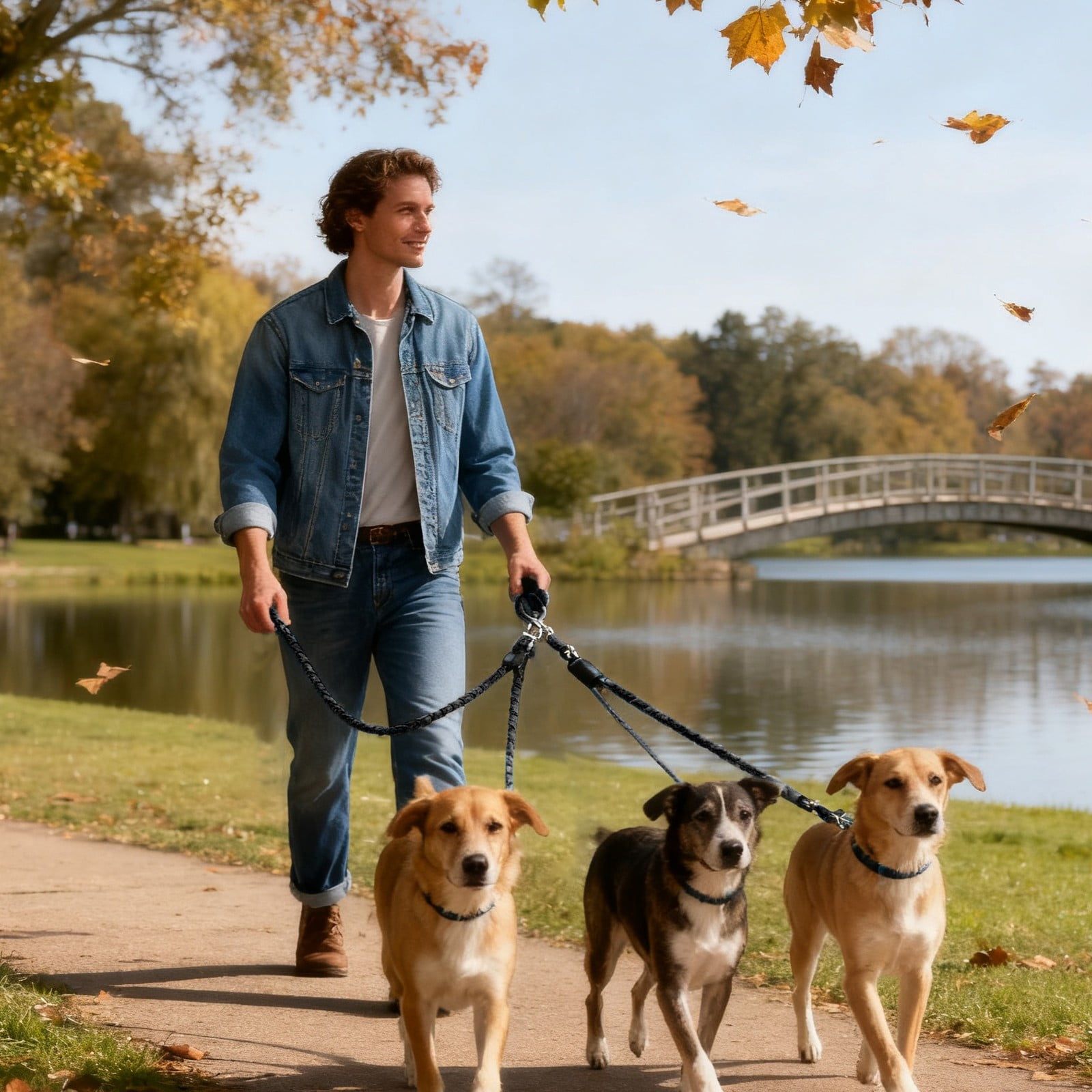 3 Dog Leash No Tangle, Heavy Duty Multiple Dog Lead Shock Absorbing Bungee, Triple Bungee Leash, Reflective Dog Leash Free Multi Pet Walking Rope with โ image 4