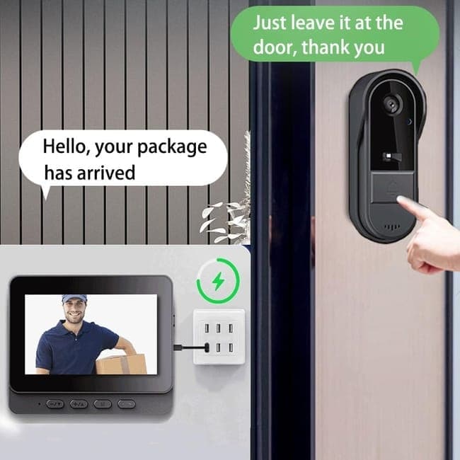 Smart Wireless Video Doorbell with Camera HD Resolution Two-Way Communication Infrared Night Vision Cloud Storage, Black, Compatible with Alexa and Google Home — image 4